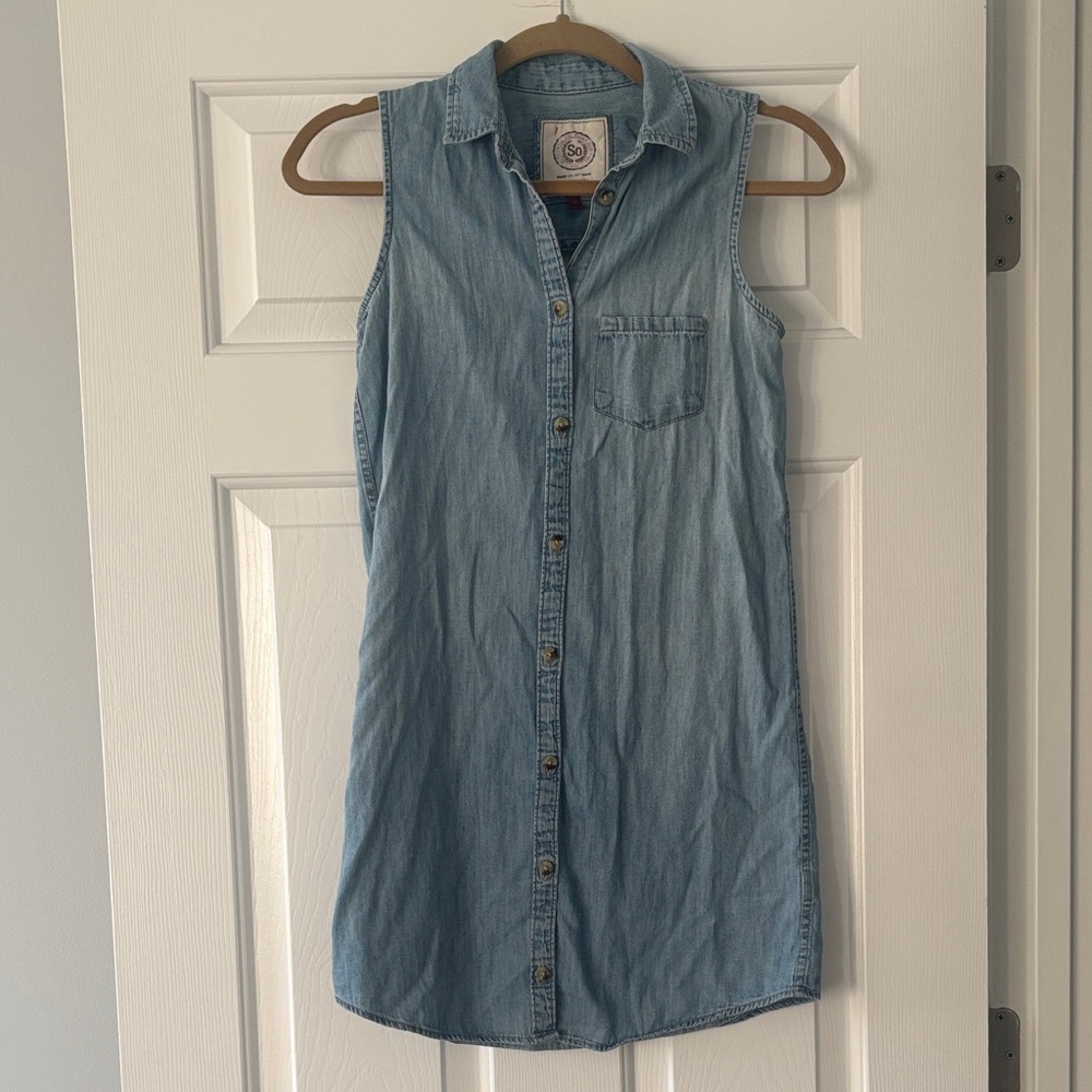 SO Denim Sleeveless Mini Dress